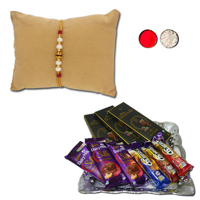 "Rakhi - JPJUN-23-059(Single Rakhi), Choco Thali - code RC02 - Click here to View more details about this Product